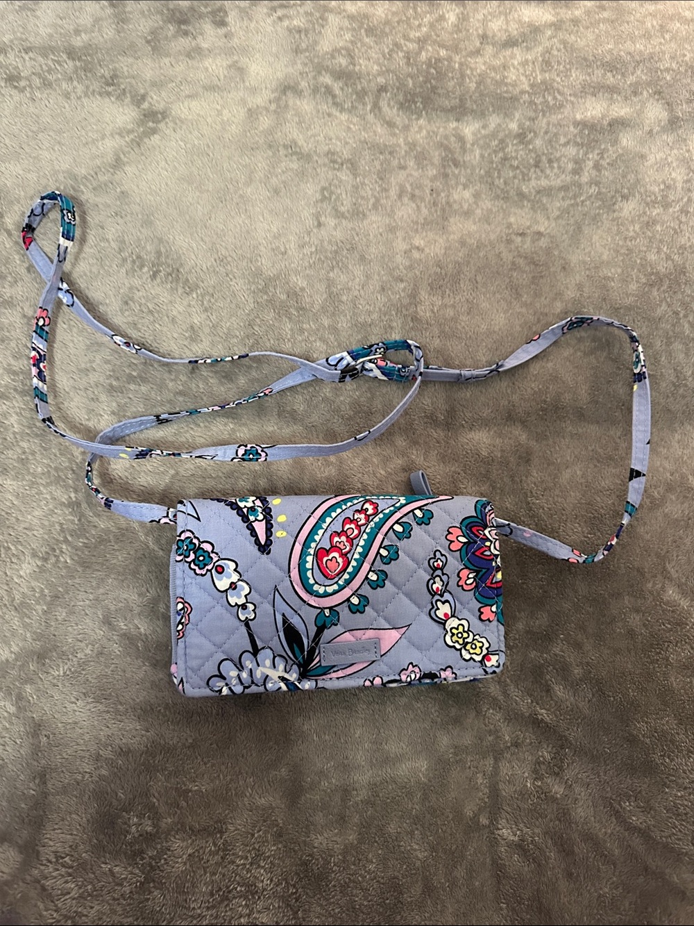 Vera Bradley Light Blue Quilted Paisley Crossbody Wallet
